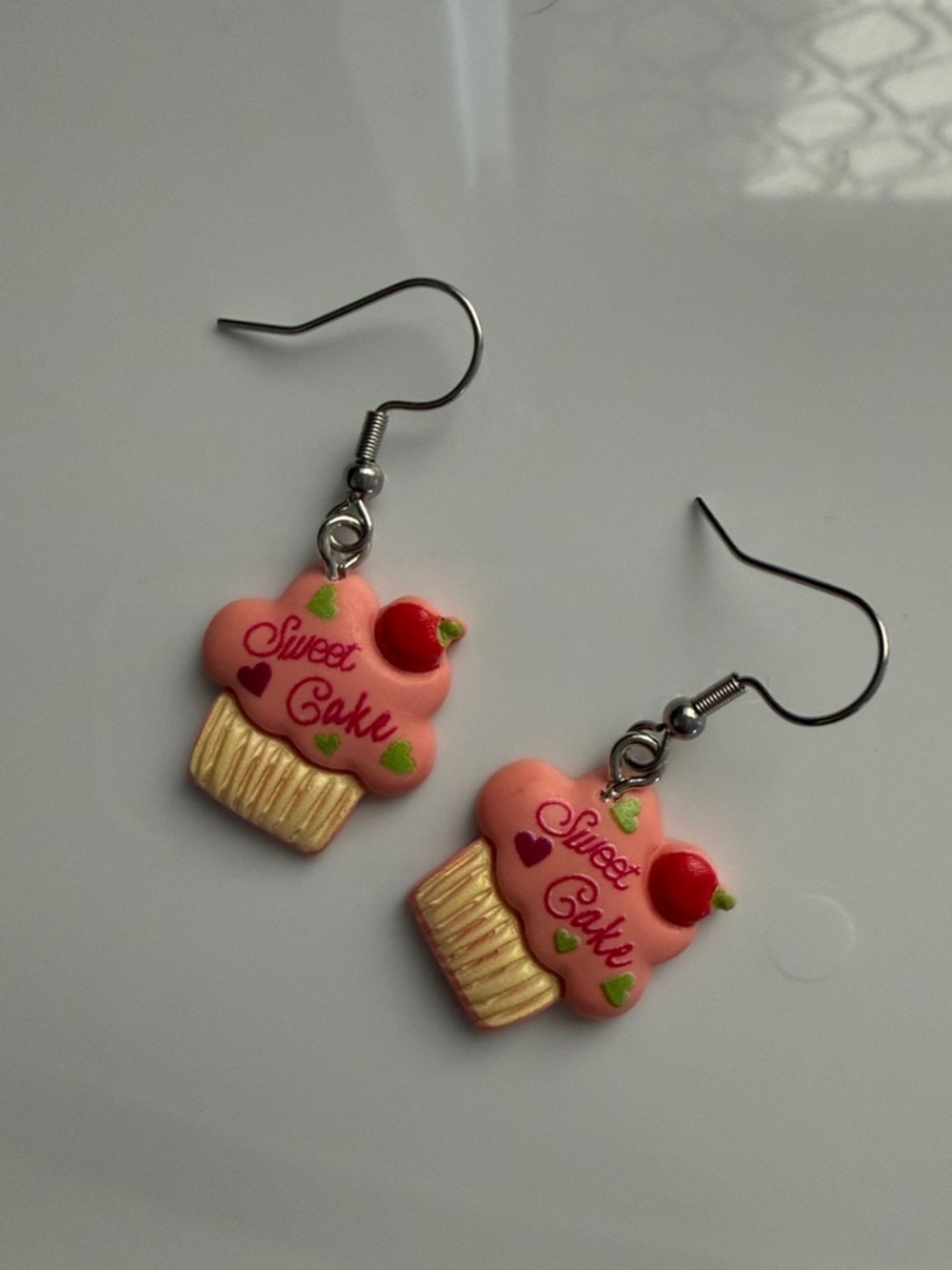 Pink Sweet Cake Cupcake Dangle Resin Earrings